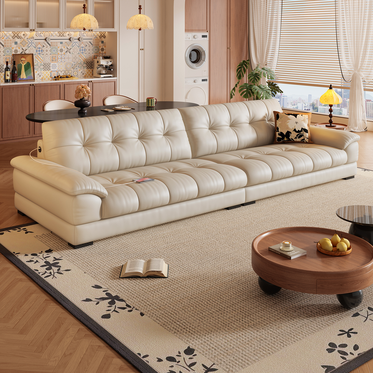 岚瑟琳复古风头层牛皮真皮沙发