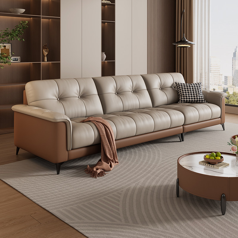 岚瑟琳真皮沙发头层牛皮客厅简约现代小户型直排三人位意式轻奢