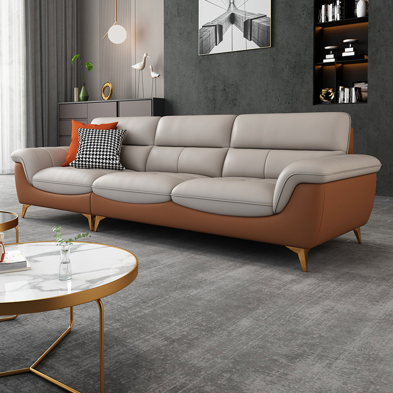 岚瑟琳意式极简真皮沙发头层牛皮轻奢现代简约小户型客厅三人直排