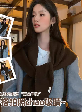 三角巾围巾2025新款女秋冬纯色