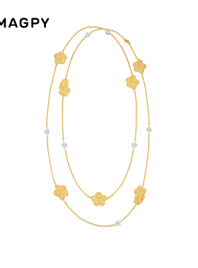 织物系列复古织物花朵长项链女