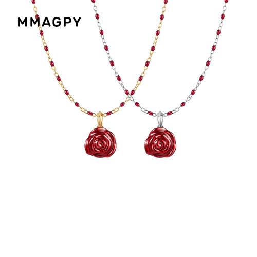 mmagpy925银珐琅项链女