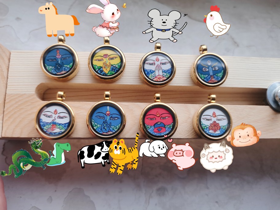 【新品】手绘十二生肖八大本命佛眼睛1.5指尖小唐卡拉萨直发包邮