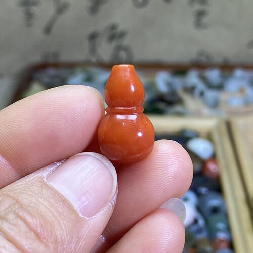 南红玛瑙柿子红三通小葫芦配饰复古风手编绳手链项链挂饰配珠