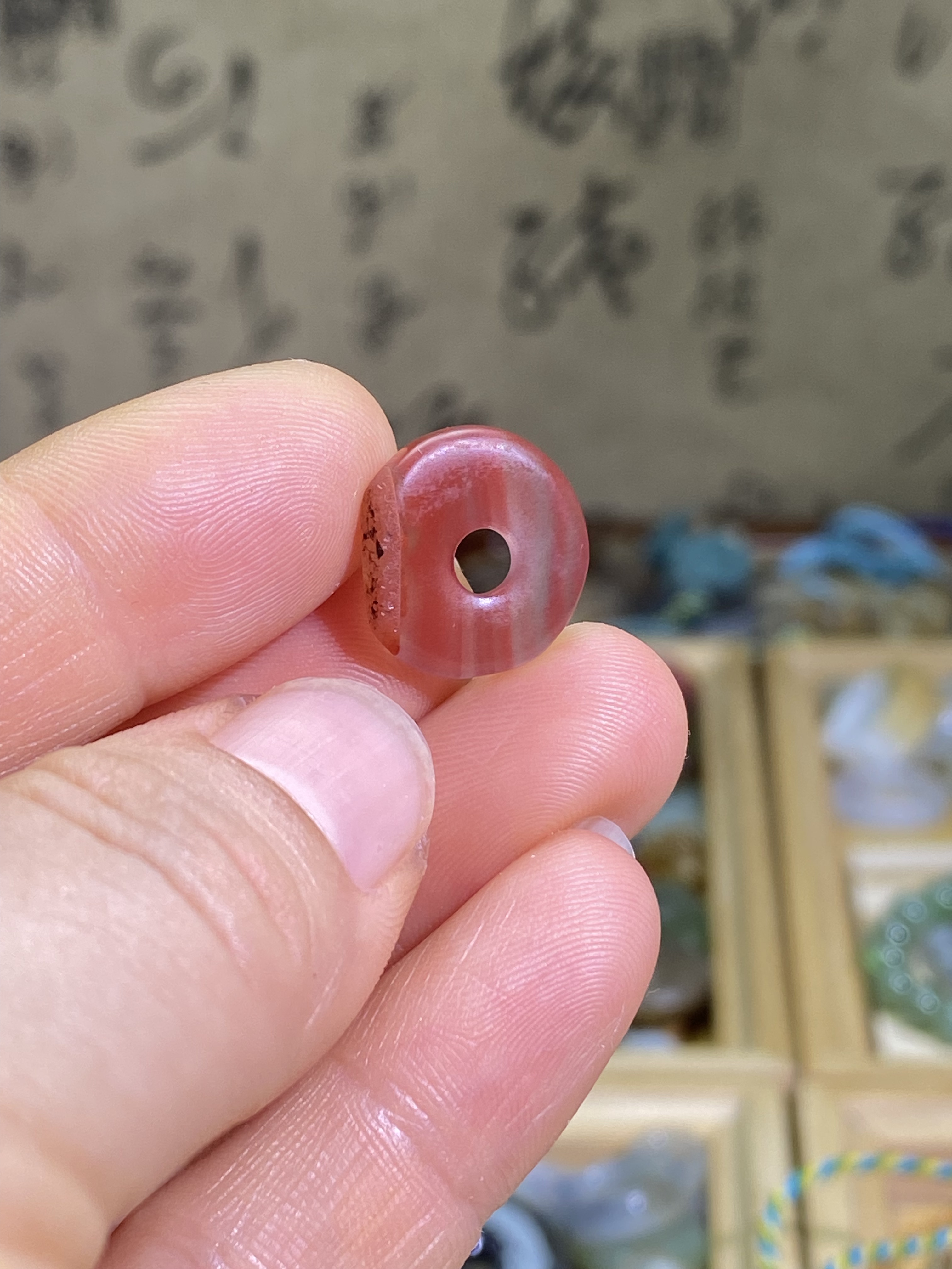 南红玛瑙随型小扣子小平安扣配饰古风老光工艺手编绳配件手链配珠