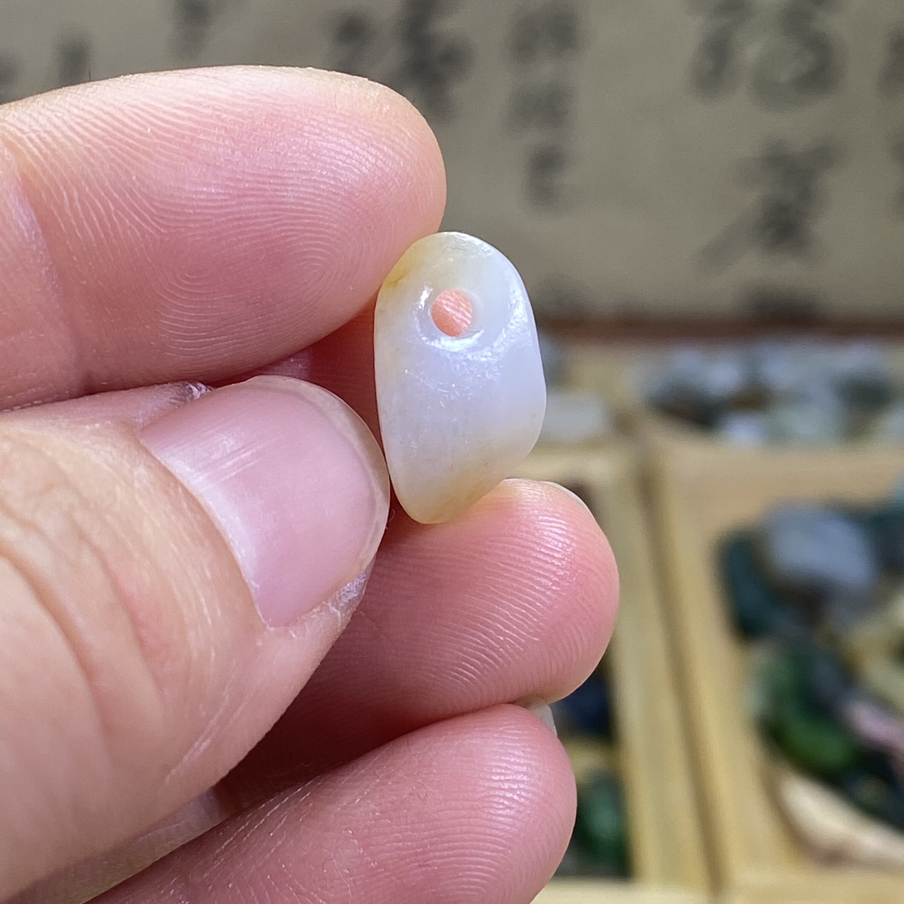 和田玉白玉籽料洒金皮随型小滴溜配饰老光工艺古风手编绳项链配珠