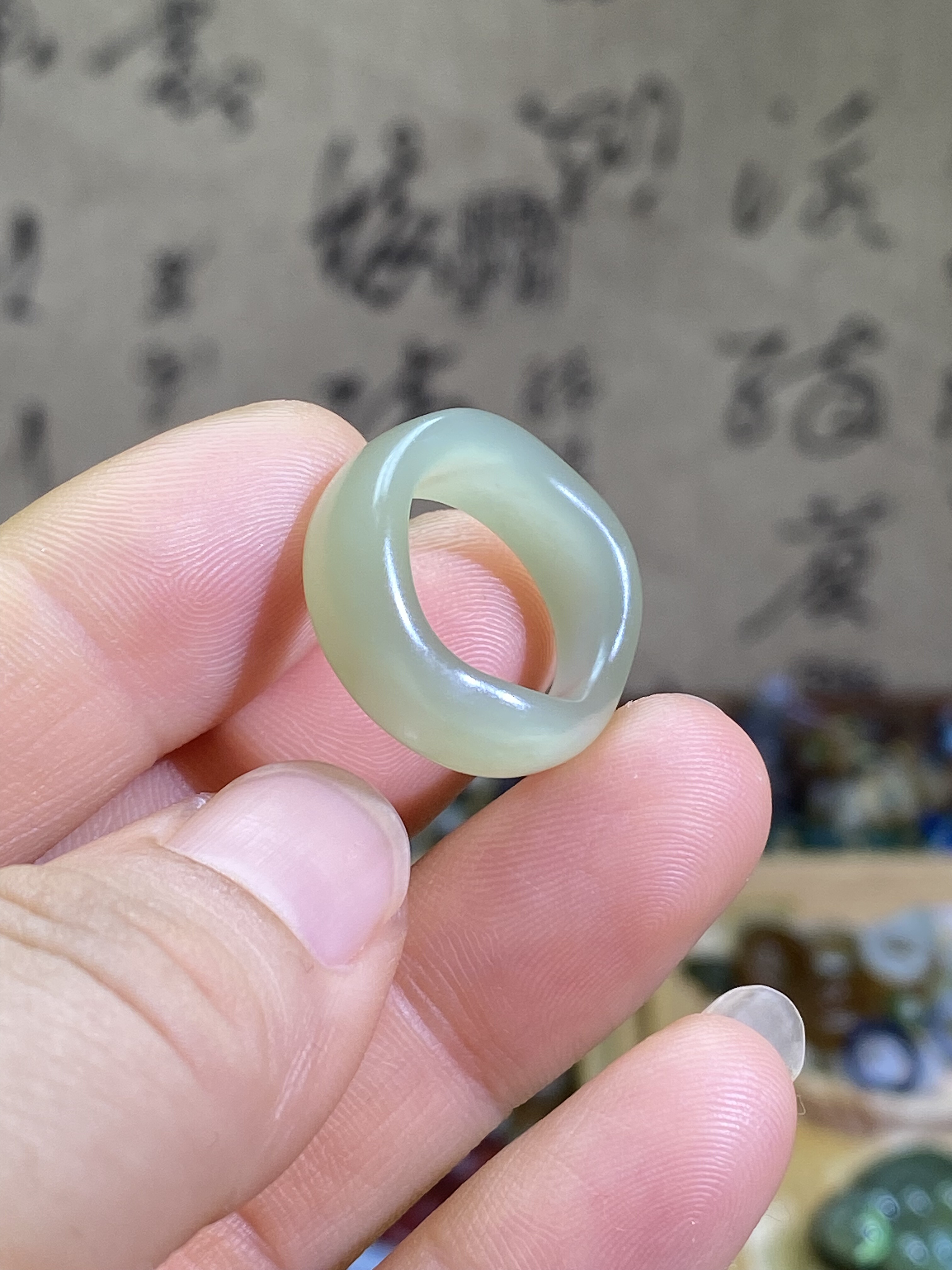 和田玉戒指卡15冰晴水随型戒圈文玩珠串跑环玉环项链锁骨链挂饰