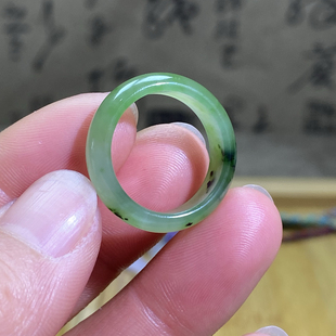 和田玉碧玉戒指卡18乌兰海苹果绿戒圈指环复古风文玩玩串跑环玉环