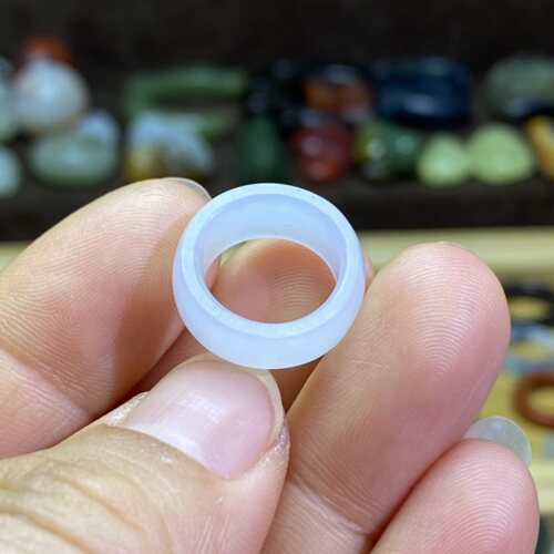 和田玉白玉籽料满皮卡12随型跑环复古风文玩珠串跑圈玉环挂饰