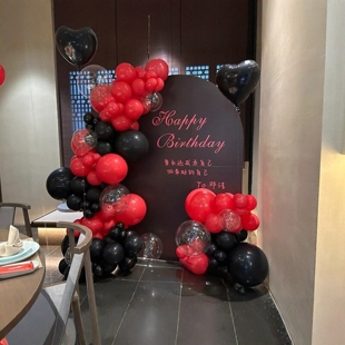 红黑气球链生日场景布置男女孩子周岁生日派对氛围感新年过节装饰