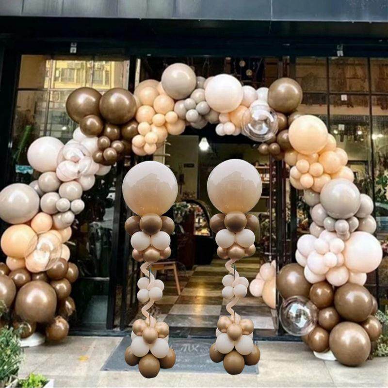 卡机奶油色气球装饰生日开业布置