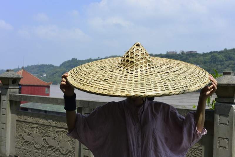 手工竹编大斗笠帽 大草帽箬笠竹笠 遮阳防雨钓鱼帽送帽箍绳子包邮