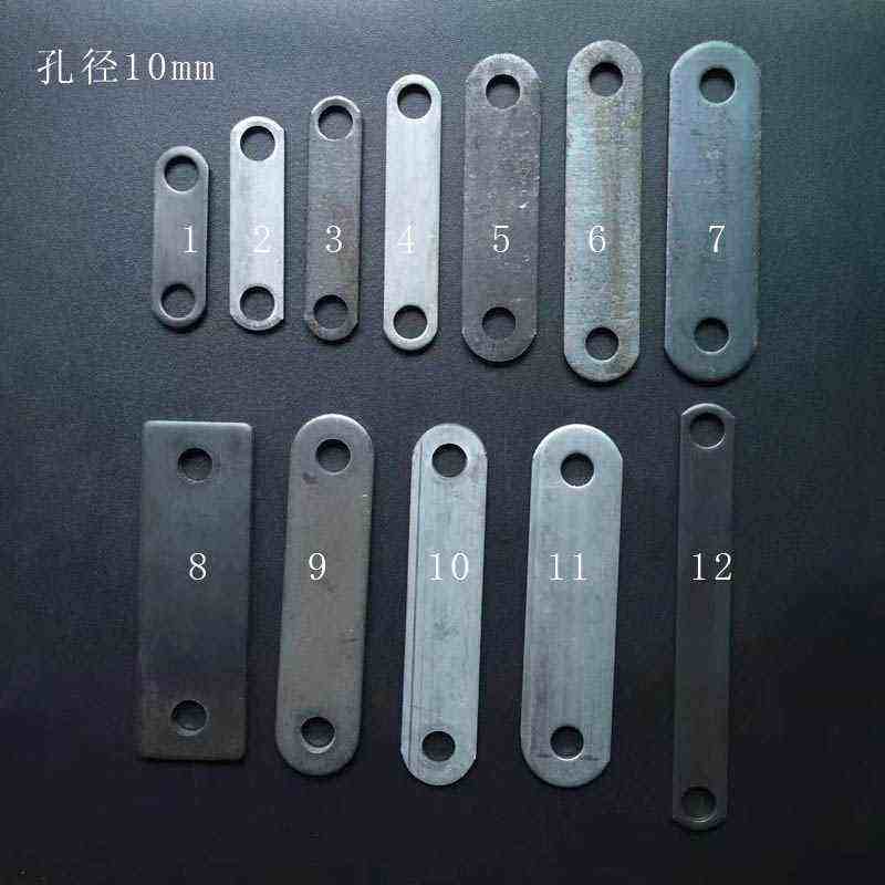 固定铁片连接杆双孔直铁冲片层板托焊接耳朵径10毫米长条形10号孔