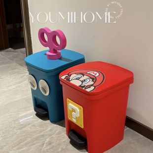 小红书同款大眼萌马里奥垃圾桶客厅厨房卫生间房间乔迁之喜装饰品
