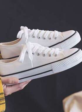 帆布鞋女2025春夏新款小白鞋学生韩版经典百搭平底板鞋ins情侣鞋