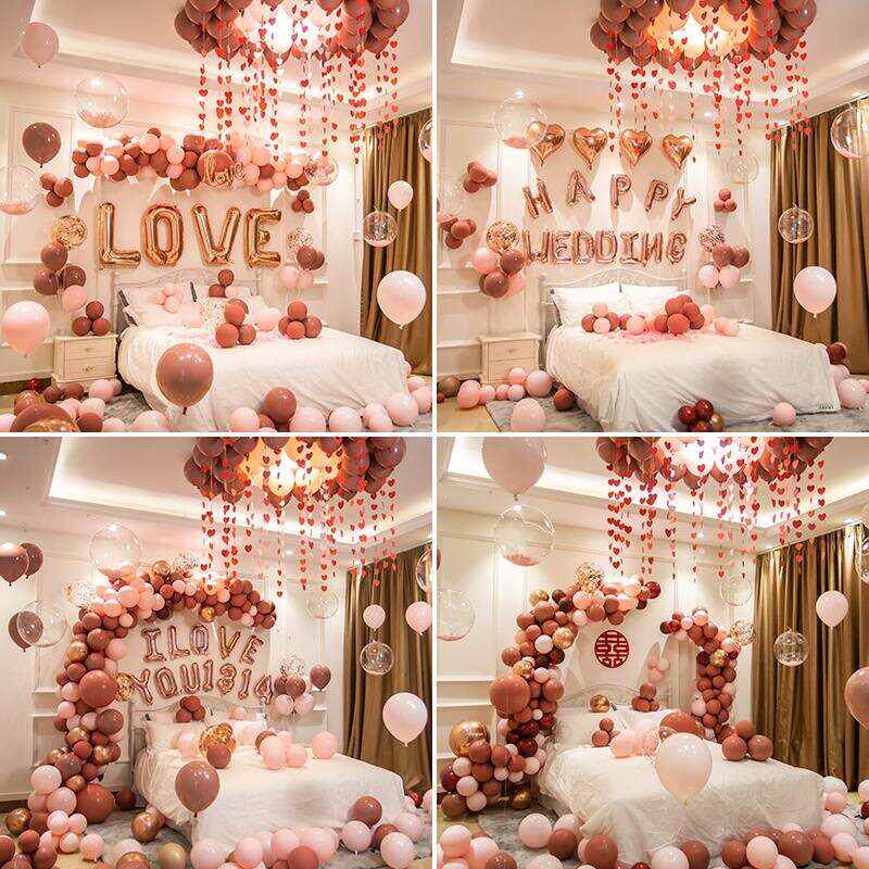婚房布置ins风套装高级感网红结婚新房卧室气球装饰男女方家简单