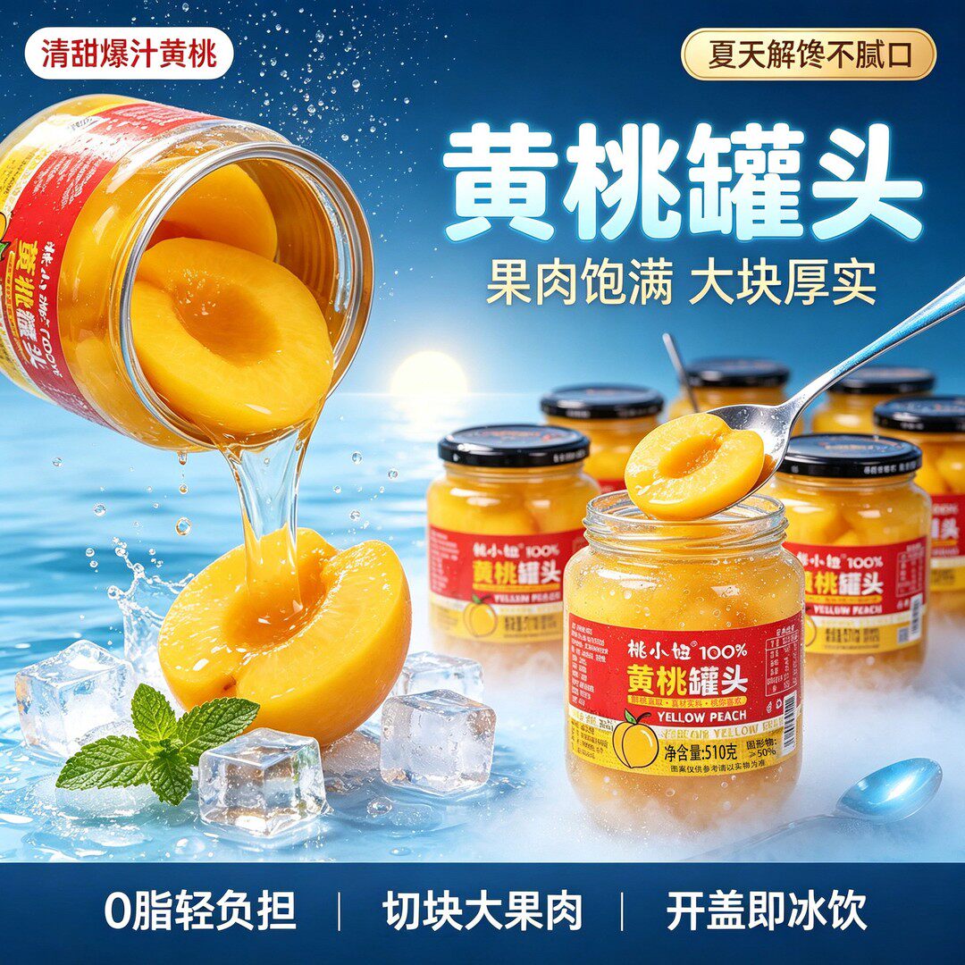 新鲜黄桃罐头510g橘子桔水果罐头