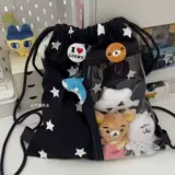 Оригинальная черная сумка, вместительный и большой рюкзак для отдыха, на шнурках