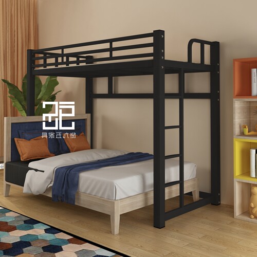 私人订制铁艺公寓床上床下桌高架床成人单上层省空间床架子可拆卸