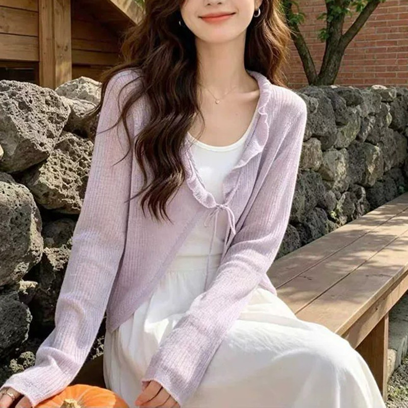 针织开衫女夏季薄款空调衫吊带裙外搭罩衫披肩冰麻小坎肩仙气外套