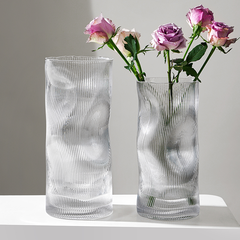 异形欧式创意曲线透明玻璃花瓶客厅餐桌软装摆件水培干鲜插花器-封面