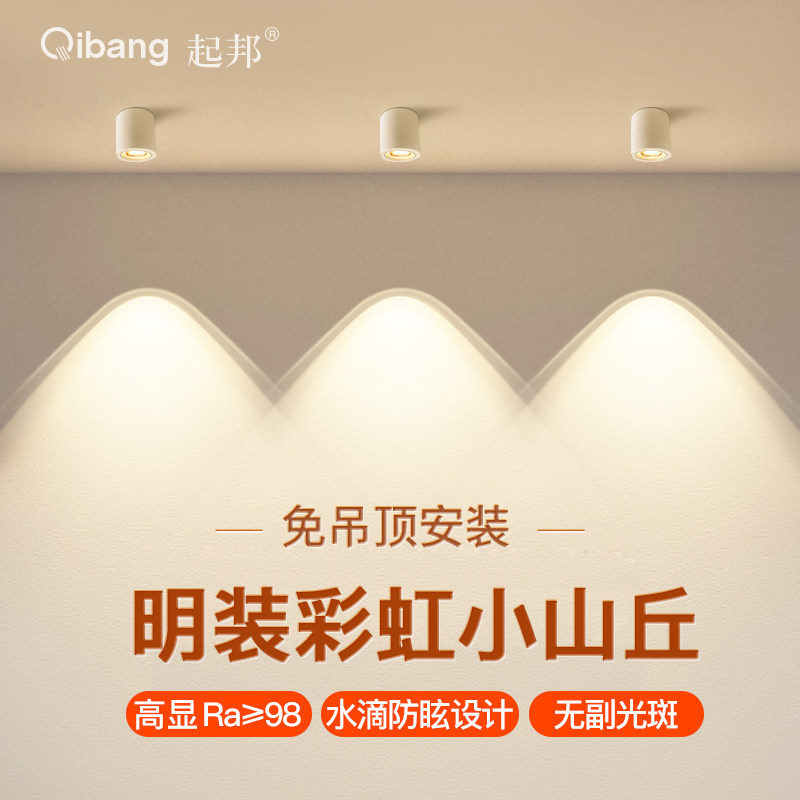 彩虹小山丘射灯明装可调角度家用客厅背景墙洗墙灯cob防眩双眼皮,家装灯饰光源,明装射灯,淘宝优惠券,粉丝福利购,淘宝优惠卷