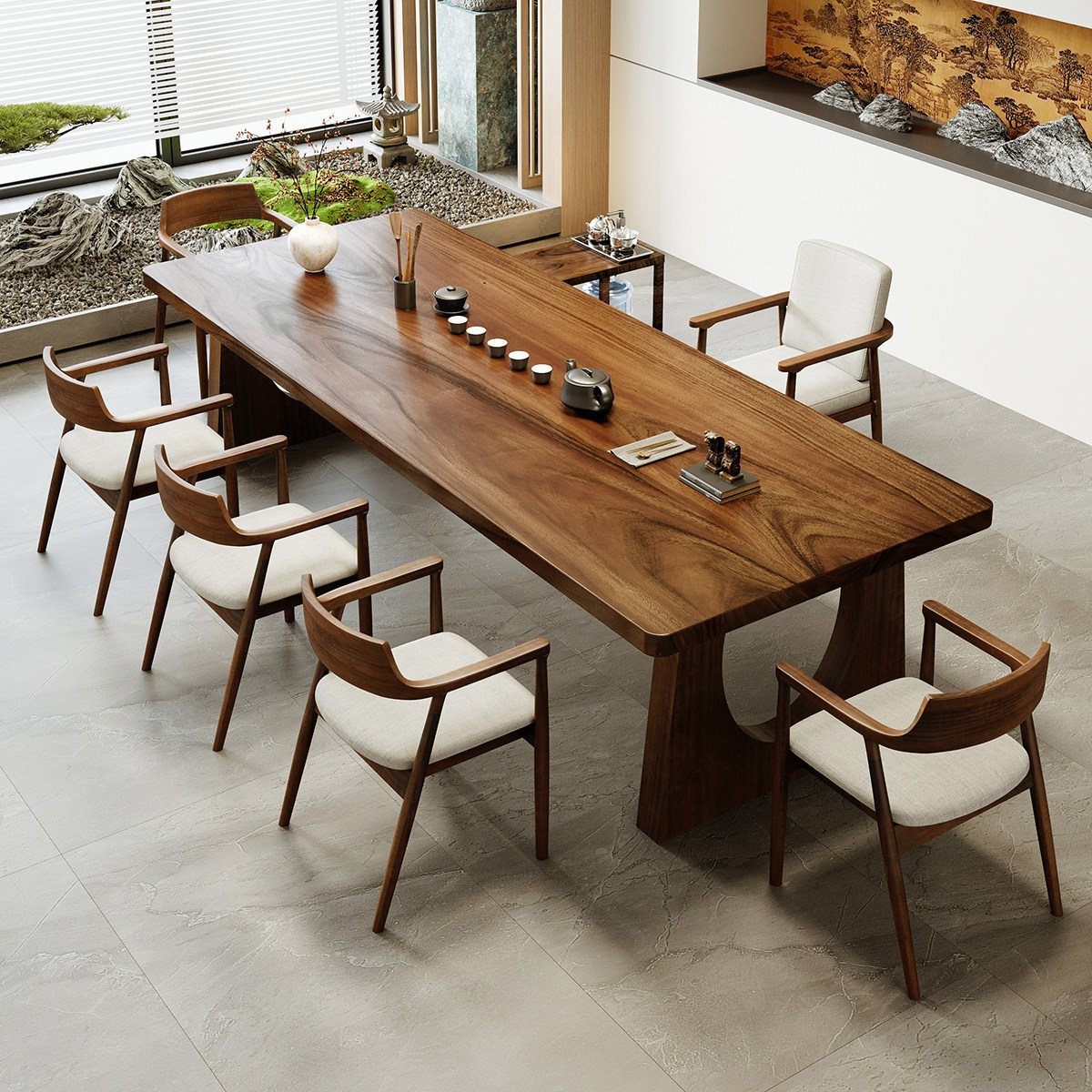 胡桃木茶桌现代轻奢高级感大板桌实木茶几新中式客厅家用泡茶台,住宅家具,家用茶台/茶桌,淘宝优惠券,粉丝福利购,淘宝优惠卷