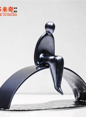 不锈钢人雕塑镜面抽象人物现代公园城市街道户外园林落地装饰摆件