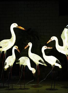 仿真仙鹤雕塑白鹤摆件玻璃钢水池户外鸟装饰园林小区白鹭景观模型