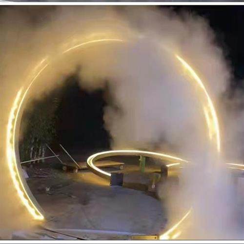 网红水雾门雕塑定制大型景区乐园不锈钢圆环摆件户外园林厂家直销