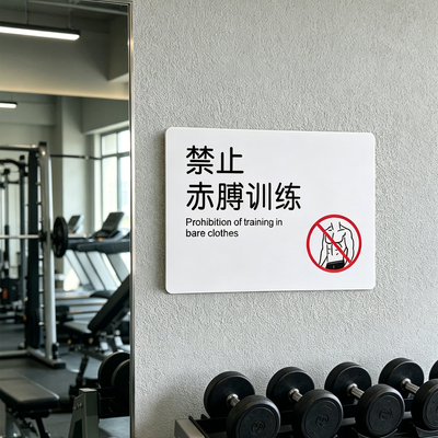 健身房提示标语标识牌器械使用哑铃后及时归位创意提示牌提示语文明健身禁止赤膊锻炼定制墙贴安全警示装饰贴