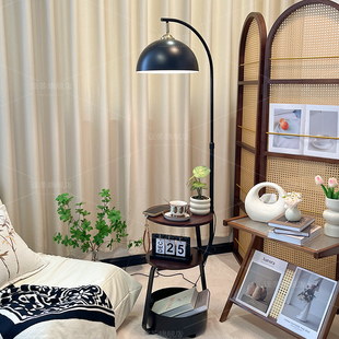 落地灯意式极简卧室床头灯置物架一体台灯客厅沙发旁氛围感钓鱼灯