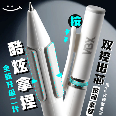 ins黑色按动中性笔虎冠高颜值