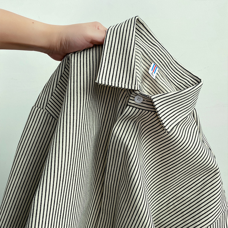 MPstudios原创男装阿古与阿茶执行周期十九秋GOODBAI条纹长袖衬衫