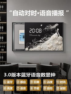 花朵美女电表箱装饰画蓝牙语音报时钟表挂钟配电闸箱遮挡装饰挂画