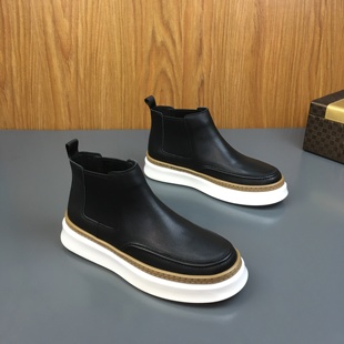 真皮高帮鞋 冬季 板鞋 厚底运动休闲鞋 加绒保暖套筒男靴 青年男士 秋季