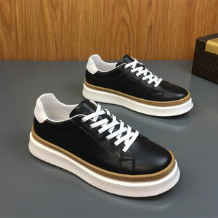 2026春款真皮透气厚底小白鞋男板鞋青年运动休闲皮鞋轻便拼色潮鞋