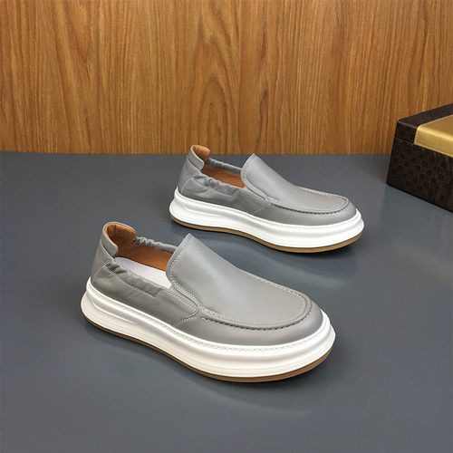 夏季真皮透气一脚蹬厚底轻便男鞋