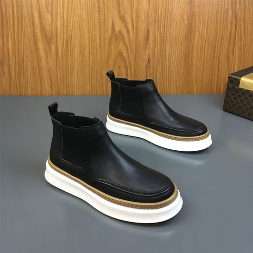 切尔西男靴2025秋季新款真皮高帮休闲鞋英伦风百搭厚底轻便男短靴