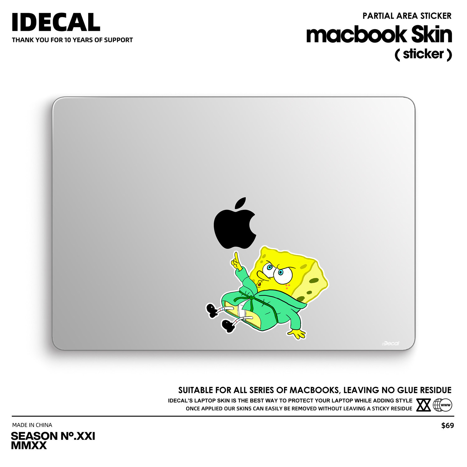 iDecal原色工场苹果适用于笔记本贴膜macbook局部贴proair创意纸公主新21款pro1416外壳创意贴易粘贴不留胶