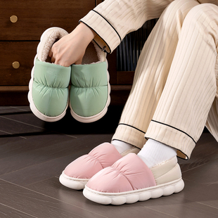 冬季 女士包跟棉鞋 新款 男士 情侣保暖软底室内家居棉拖鞋 棉拖鞋