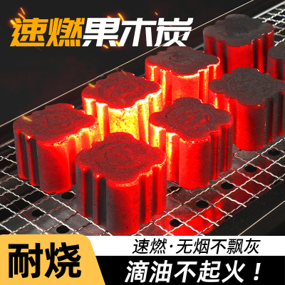 速燃炭烧烤碳木炭无烟碳果木炭家用室内烤火户外煤球围炉煮茶炉子