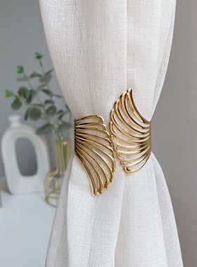 2只装窗帘绑带金属镂空翅膀羽毛窗帘扣免打孔纱帘夹简约轻奢风格