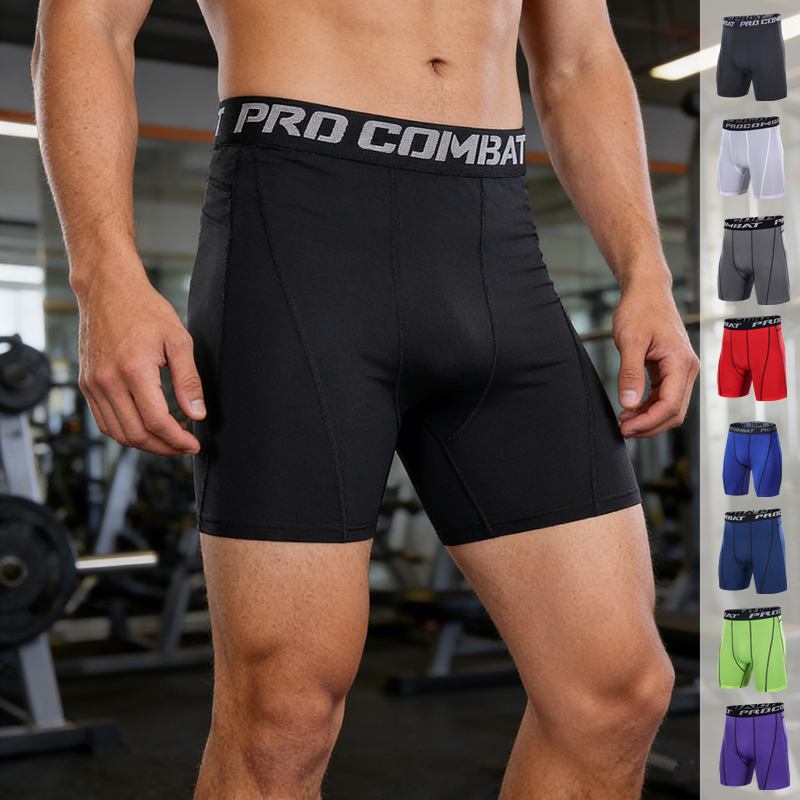 男士高弹紧身压缩短裤健身五分裤篮球跑步训练速干透气排汗铲球裤