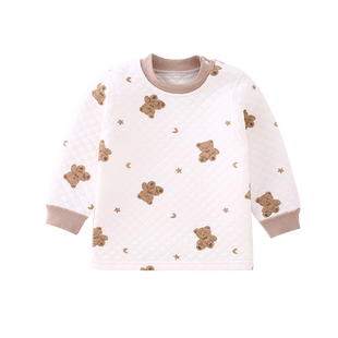 宝宝保暖上衣儿童内衣女纯棉男秋衣单件婴儿加厚内穿秋冬三层夹棉