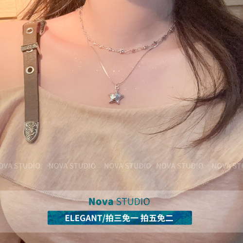 轻奢星星吊坠双层锁骨链女款