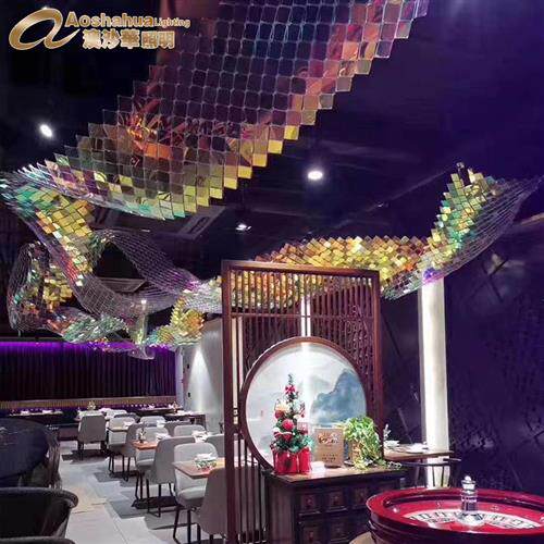 酒店大堂吊灯彩色水晶吊灯售楼部沙盘灯水晶片大吊灯水晶吊灯