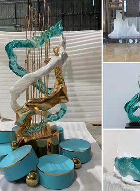 透明铂晶树脂雕塑定制玄关创意工艺品摆件户外内抽象水晶软装饰品