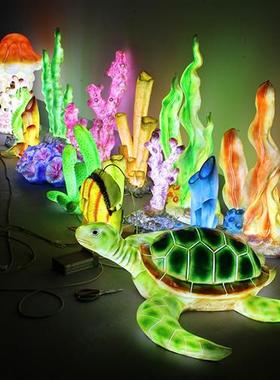 大型仿真鱼摆件发光生物鱼模型玻璃钢雕塑海洋餐厅装饰品悬挂装饰