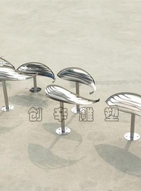 不锈钢小鱼雕塑金属抽象剪纸镜面鱼花园房子水景创意装饰饰品